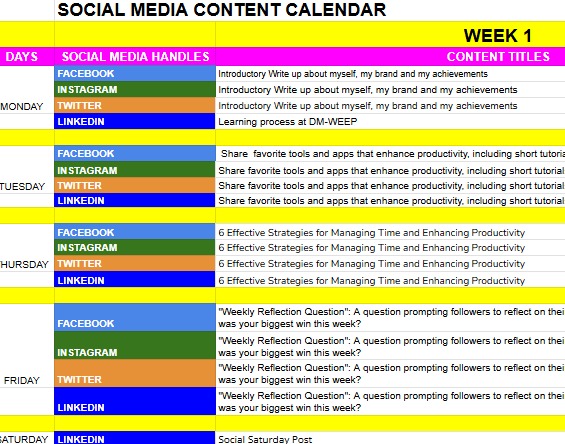 social media content calendar
